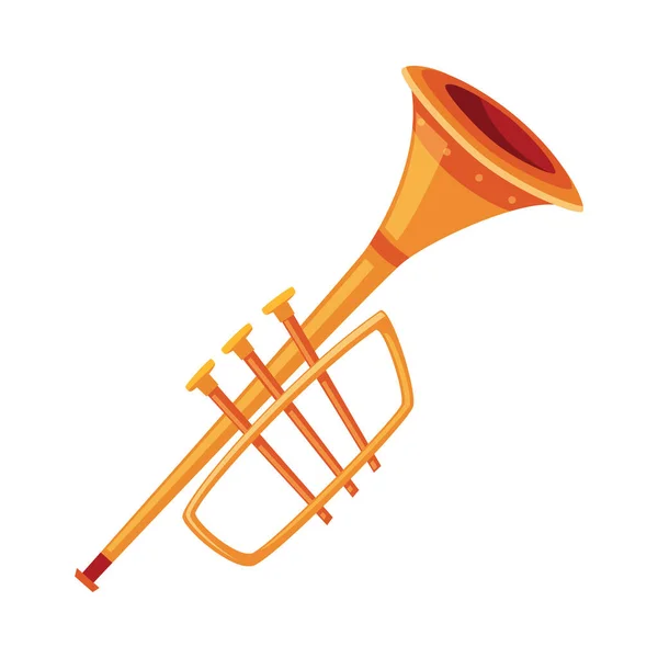 Trompete Flachen Stil Auf Weißem Hintergrund Vektor Illustration — Stockvektor