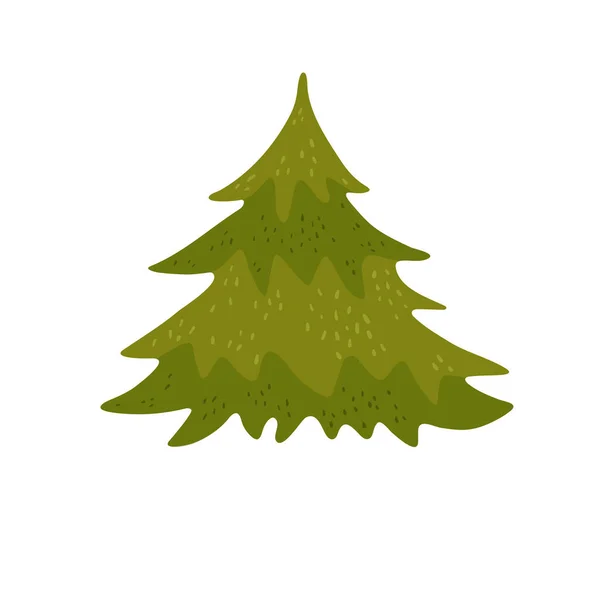 Groene Dennenboom Platte Pictogram Vector Illustratie — Stockvector
