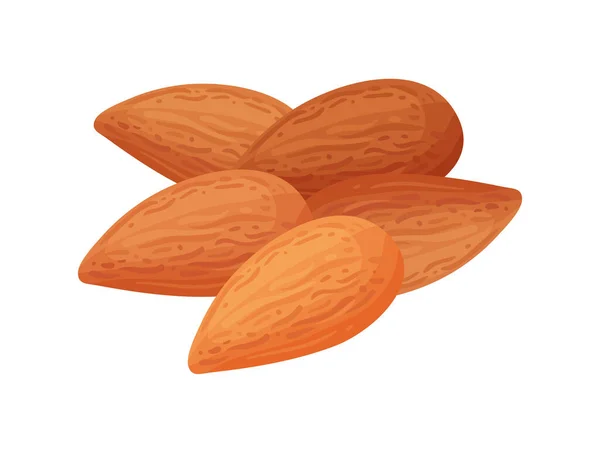 Flat Heap Almond Nuts Vector Illustration — Stock Vector