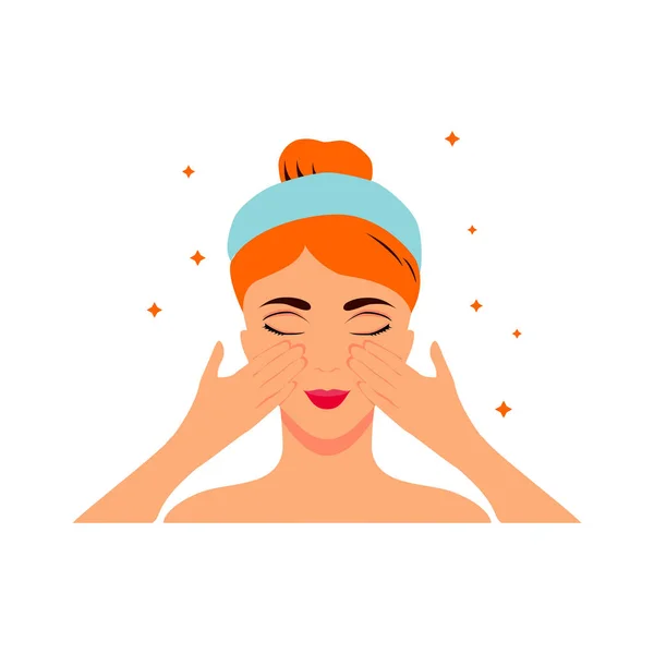 Beauty Procedure Flat Icon Young Woman Doing Facial Massage Vector — Stock Vector