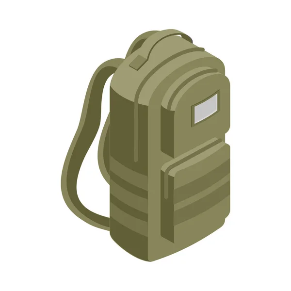 Icône Isométrique Camping Vert Sac Dos Militaire Illustration Vectorielle — Image vectorielle