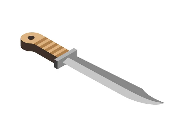 Isometric Dagger Bayonet Knife White Background Vector Illustration — Stock Vector