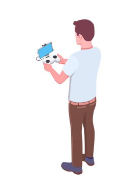 Uzaktan kumandalı izometrik vektör illüstrasyonlu insansız hava aracı