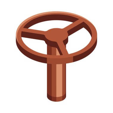 Isometric vintage kahverengi su veya gaz kapakçık ikonu 3d vektör illüstrasyonu