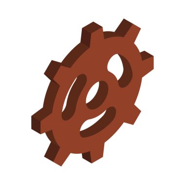 Beyaz arkaplan vektör illüstrasyonunda kahverengi dişlinin iztrik simgesi