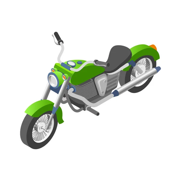 Illustrazione Vettoriale Isometrica Verde Moto — Vettoriale Stock