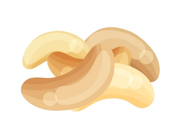 Flat Cashew Nut Heap White Background Vector Illustration — Stock Vector