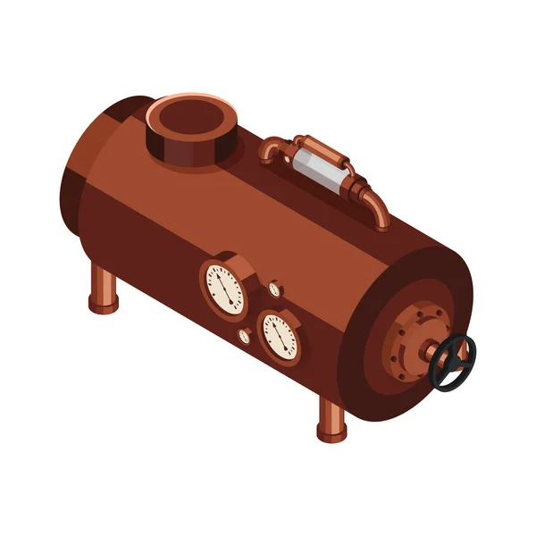 Isometric Vintage Boiler Steampunk Style Vector Illustration — Stock Vector