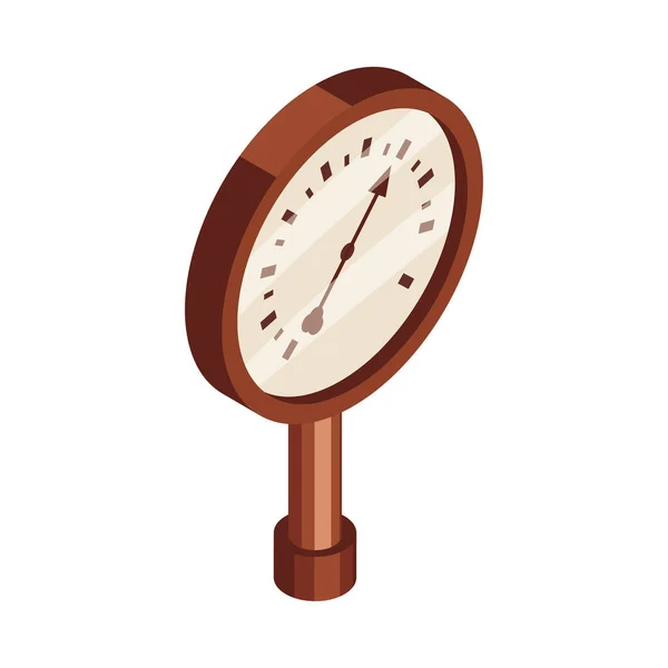 Vintage Pressure Gauge Steampunk Style Isometric Icon Vector Illustration — Stock Vector