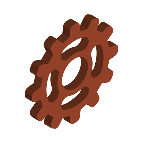 Brown Gear Cog Isometric Icon Vector Illustration — Stock Vector