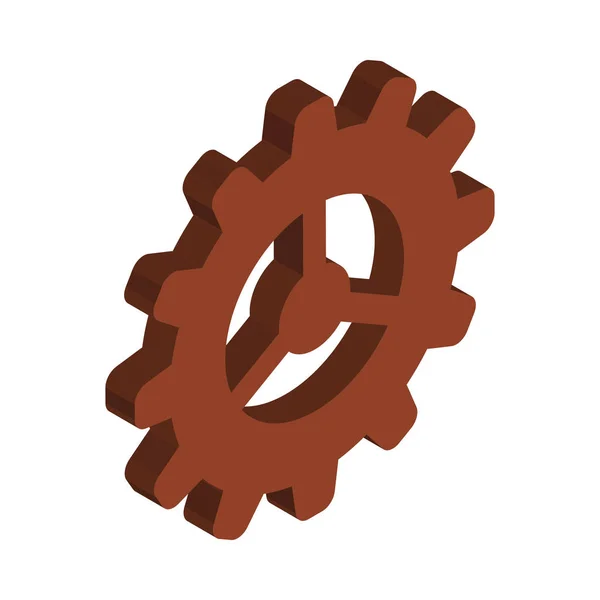 Brown Gear Isometric Icon Vector Illustration — Stock Vector