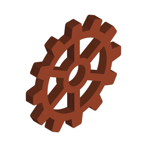 Isometric Brown Gear Icon Vector Illustration — Stock Vector