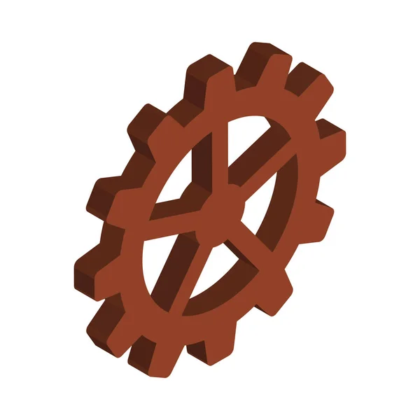 Isometriskt Brunt Kugghjul Element Ikon Vektor Illustration — Stock vektor