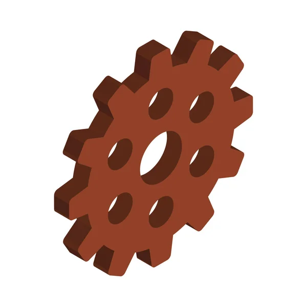 일러스트에 Isometric Brown Cogwheel 아이콘 — 스톡 벡터