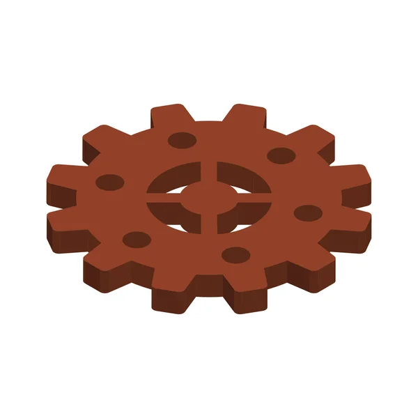 Brown Gear Cogs Isometric Symbol Icon White Background Vector Illustration — Stock Vector