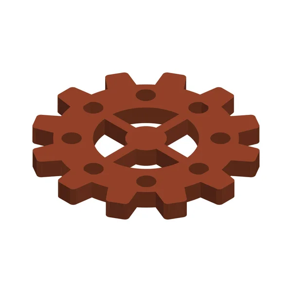 Brown Gear Icon Blank Background Isometric Vector Illustration — Stock Vector