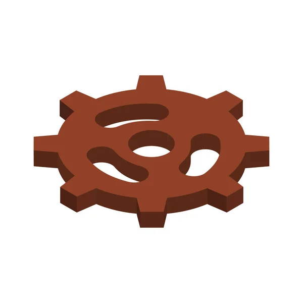 Brown Gear Cogs Icon White Background Isometric Vector Illustration — Stock Vector