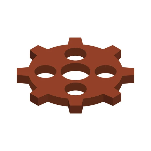 Isometriskt Brunt Kugghjul Element Ikon Vit Bakgrund Vektor Illustration — Stock vektor