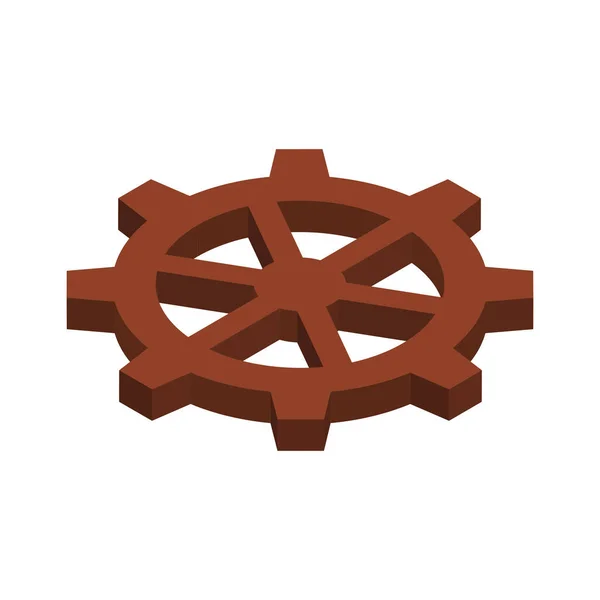 Isometric Brown Cogwheel Gear Icon Vector Illustration — Stock Vector