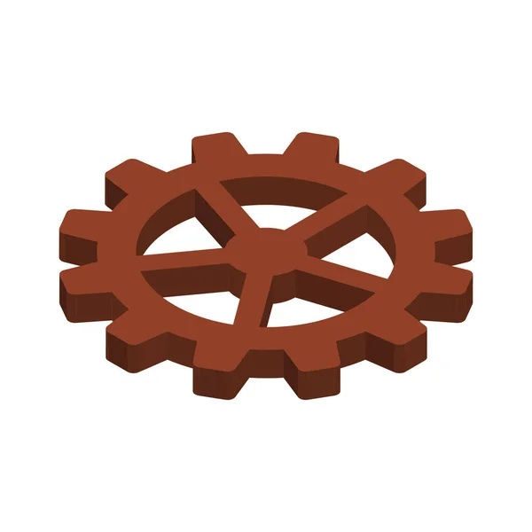 Isometric Cogwheel Gear Brown Color Icon Vector Illustration — Stock Vector