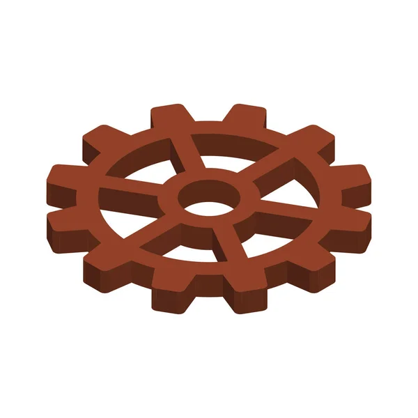 茶色のアイコンの3Dベクトルイラストのギアシンボル — ストックベクタ