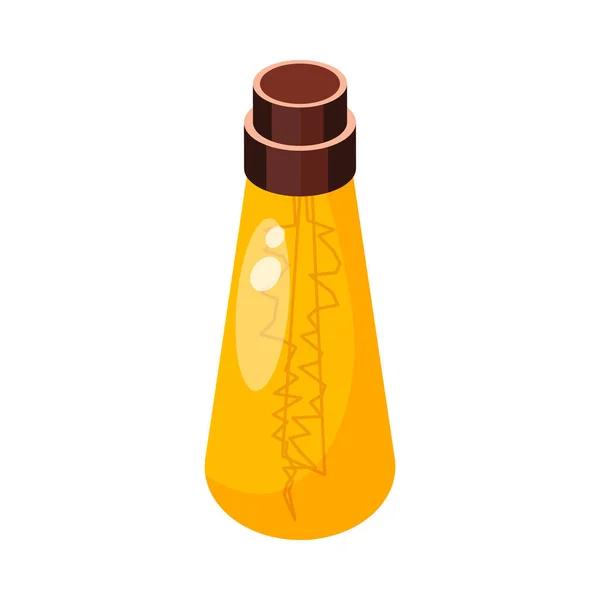 Ícone Isométrico Lâmpada Luz Amarela Contra Fundo Branco Ilustração Vetorial — Vetor de Stock
