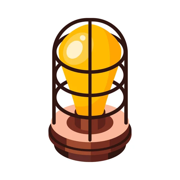 Ilustração Vetor Ícone Lâmpada Amarela Isométrica Flasher — Vetor de Stock