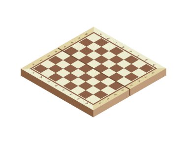 Beyaz arkaplan 3d vektör illüstrasyonunda Isometric boş satranç tahtası simgesi