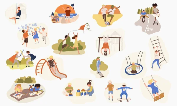 Jeu Icônes Pour Enfants Avec Symboles Jeux Illustration Vectorielle Isolée — Image vectorielle