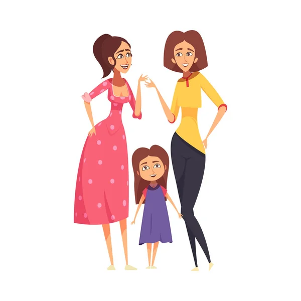 Homoseksuele Families Compositie Met Doodle Karakters Van Vrouwelijke Ouders Met — Stockvector