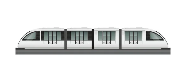Personenstraßenbahn Realistische Komposition Mit Seitenansicht Moderner Waggons Auf Leerem Hintergrund — Stockvektor