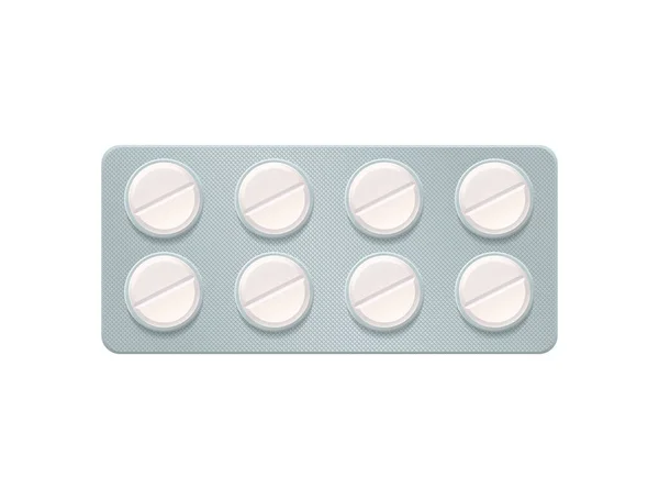 Φάρμακα Χάπια Κυψέλη Ρεαλιστική Σύνθεση Απομονωμένη Εικόνα Άποψη Κορυφή Του — Διανυσματικό Αρχείο