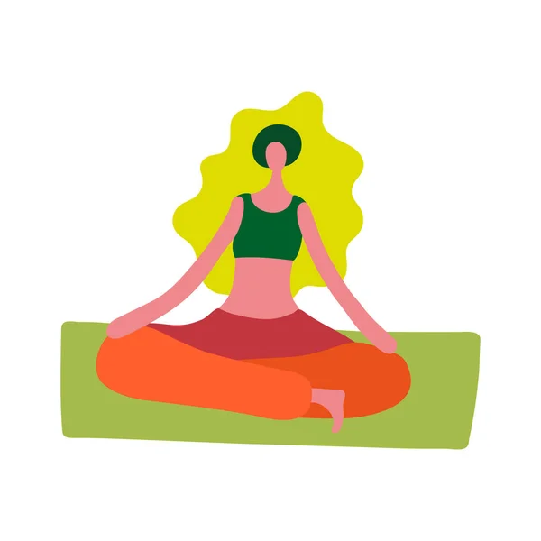 Yogadaki Yalıtılmış Yüzsüz Insan Karakteriyle Yoga Yapan Yoga Insanları Asana — Stok Vektör