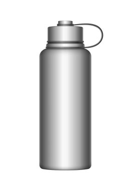 Boş arkaplan vektörü illüstrasyonunda izole edilmiş vakum şişesi depolama görüntüsü ile gerçekçi termos bileşimi