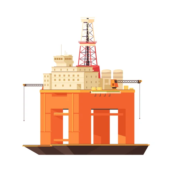 Composición Estilo Dibujos Animados Industria Producción Petróleo Con Icono Petróleo — Archivo Imágenes Vectoriales