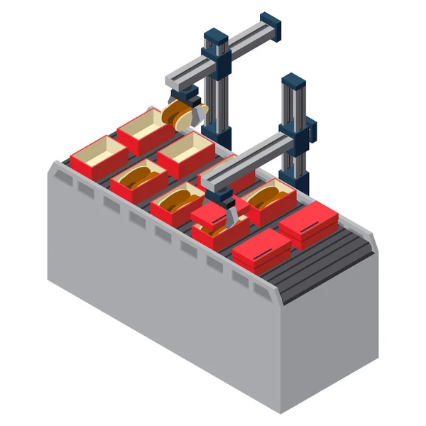 Schuhe Fabrikschuhe Produktion Isometrische Zusammensetzung Mit Isolierten Bootmaking Bild Auf — Stockvektor