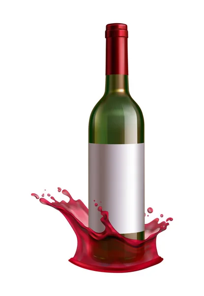 ブドウから作られたアルコール飲料の隔離されたビューとワインスプラッシュ現実的な組成物ベクトルイラスト — ストックベクタ