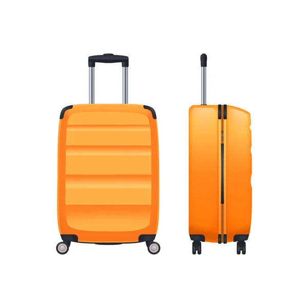 手荷物スーツケース現実的な組成で透明な背景と隔離されたイメージのバッグベクトルイラスト — ストックベクタ