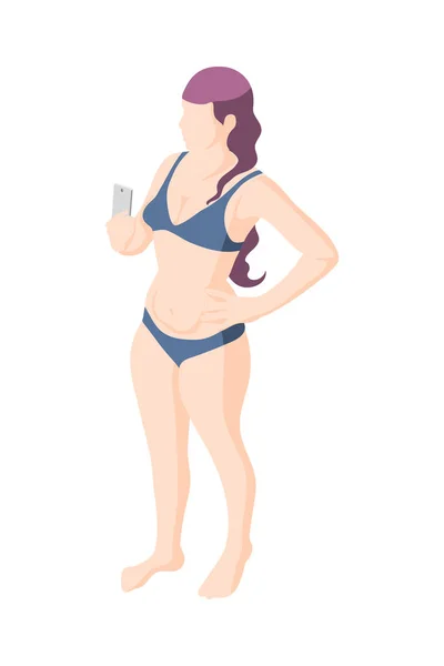 Bodypositive Movement Isometric Configuration Isolated Human Character Body Positive Person — 스톡 벡터