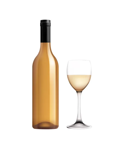 Vintyper Flaskor Glas Realistisk Sammansättning Med Isolerad Framsida Flaska Och — Stock vektor