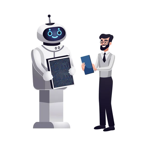 Robot Artificiell Intelligens Maskin Sammansättning Med Nästa Generations Droid Tom — Stock vektor