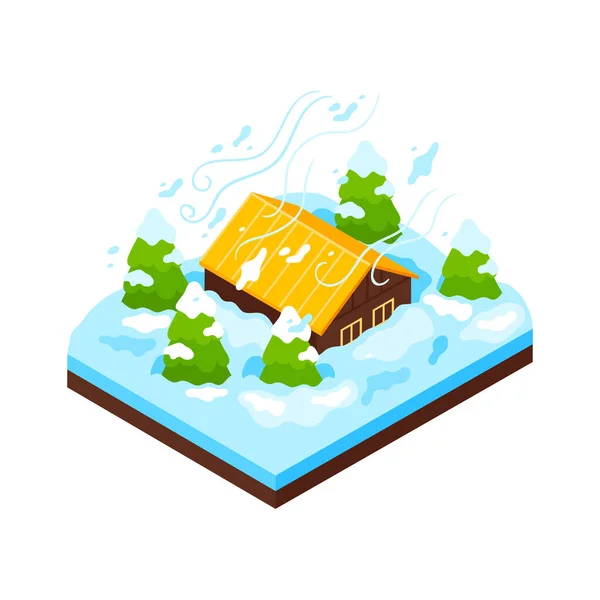 Isometric Natural Disaster Composition Piece Terrain People Calamity Blank Background — Stock Vector