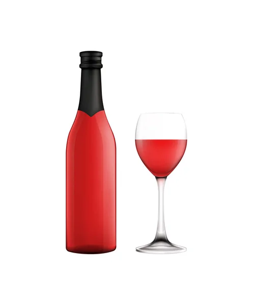 Vintyper Flaskor Glas Realistisk Sammansättning Med Isolerad Framsida Flaska Och — Stock vektor