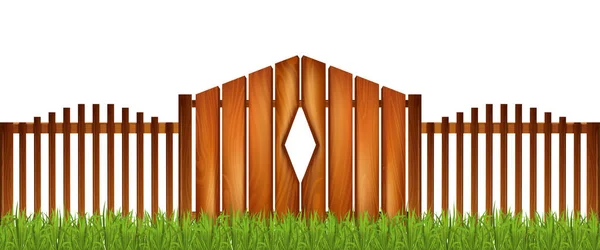 Rustic Farm Fence Made Natural Wooden Material Realistic Vector Illustration — Stock Vector