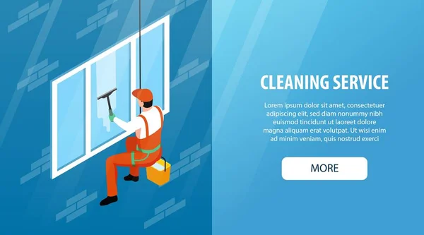 Υπηρεσία Καθαρισμού Οριζόντια Διαφημιστική Εταιρεία Banner Που Ασχολούνται Βιομηχανική Ορειβασία — Διανυσματικό Αρχείο