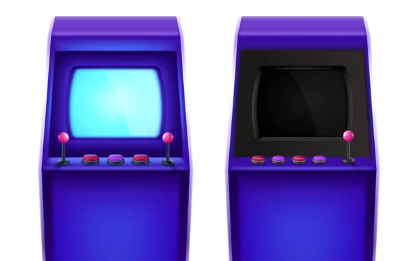 Retro Vintage Arcade Játék Képernyő Reális Összetétele Elszigetelt Kilátás Szórakoztató — Stock Vector