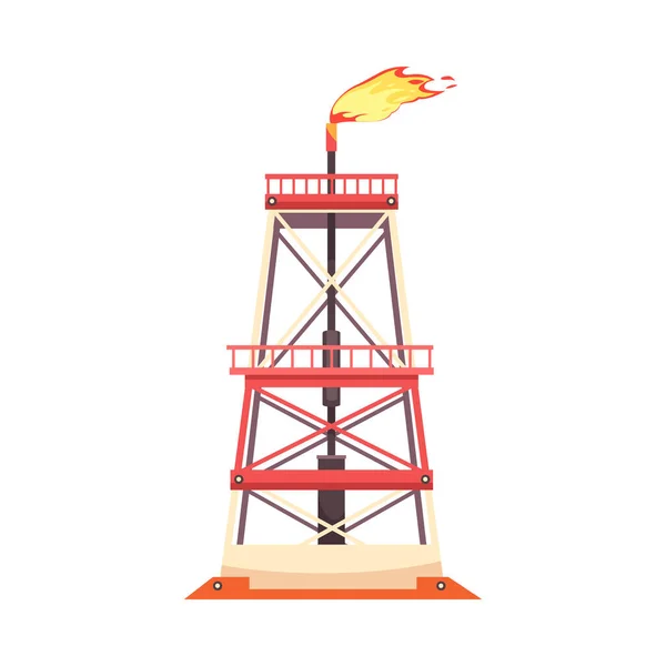 Composizione Stile Cartone Animato Dell Industria Produzione Petrolifera Con Icona — Vettoriale Stock
