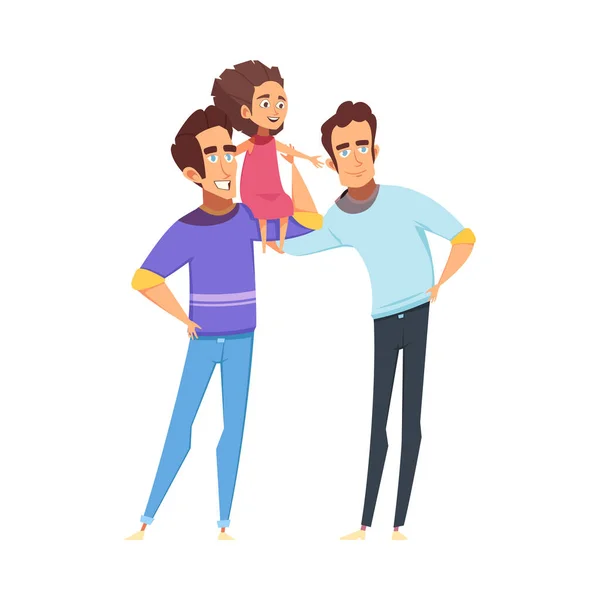Composición Familias Homosexuales Con Personajes Garabatos Padres Varones Con Ilustración — Vector de stock