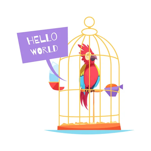 Pet Shop Komposition Mit Doodle Stil Ansicht Des Vogels Unterstand — Stockvektor