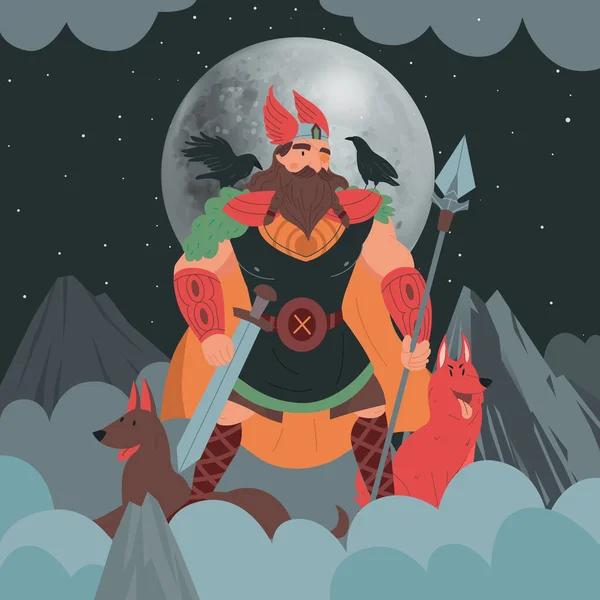 Odin Deus Supremo Mitologia Nórdica Deus Guerra Vitória Ilustração Vetorial —  Vetores de Stock